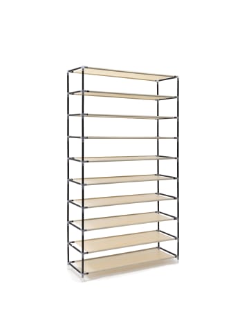 relaxdays 3x Stoff-Schuhschrank in Beige - (B)88 x (H)161 x (T)30 cm