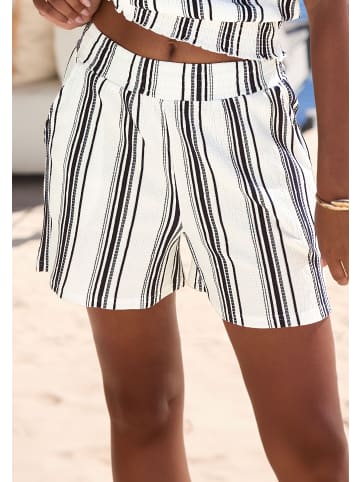 LASCANA Shorts in weiß-marine gestreift