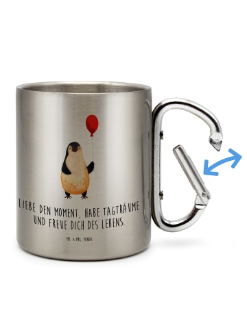 Mr. & Mrs. Panda Edelstahltasse Pinguin Luftballon mit Spruch in Silber