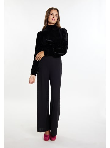 faina Damen Bluse Aus Stretchsamt in Schwarz