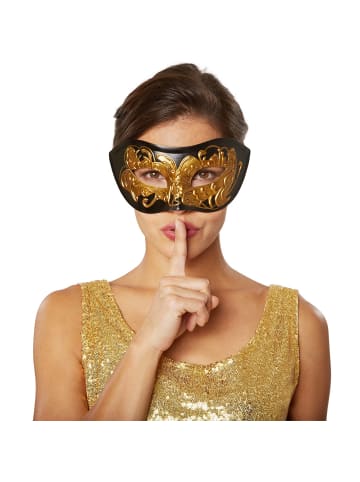 tectake Elegante Halbmaske in Einheitsgröße, schwarz/gold