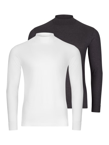 Ragman Langarmshirt Basic in Weiß / dunkelgrau