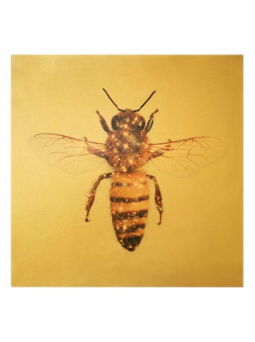 WALLART Leinwandbild Gold - Biene mit Glitzer in Creme-Beige