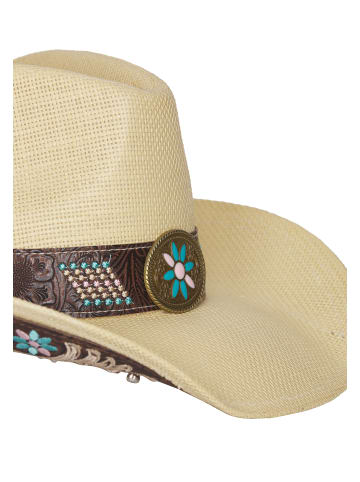 IZIA Women Hat in Beige Turquoise