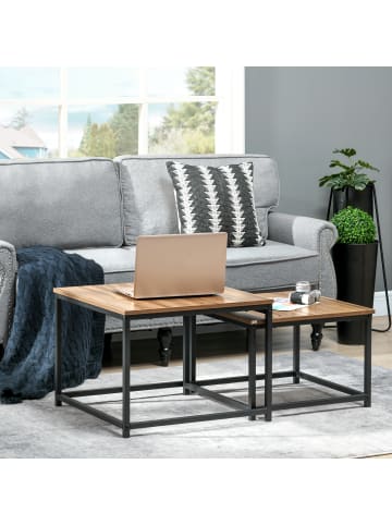 HOMCOM Couchtisch in Naturholz 60L x 60B x 45H cm