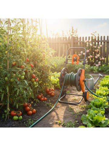 relaxdays Schlauchwagen in Grau/ Orange