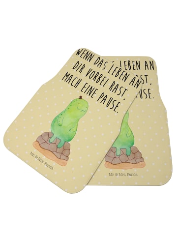 Mr. & Mrs. Panda Auto-Fußmatte Schildkröte Pause mit Spruch in Gelb Pastell