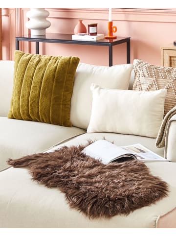 Beliani Schaffell ULURU in Braun - (W) 65 x (H) 8 x (L) 100 cm