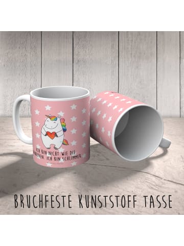 Mr. & Mrs. Panda Kindertasse Einhorn Herz mit Spruch in Rot Pastell