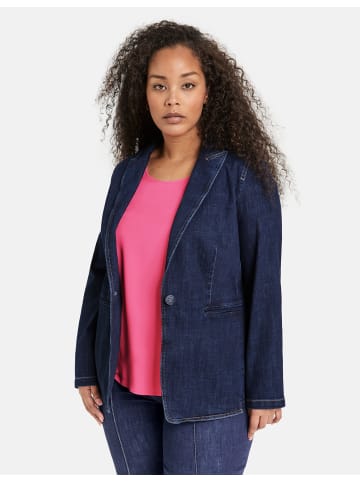 SAMOON Blazer Langarm gefüttert in Raw Blue Denim