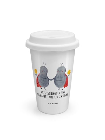 Mr. & Mrs. Panda To Go Becher Sternzeichen Zwilling mit Spruch in Weiß