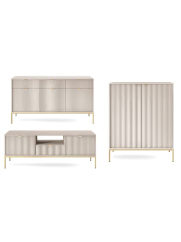 Feldmann-Wohnen Wohnzimmer-Set Nova Kaschmir / Gold 3-teilig