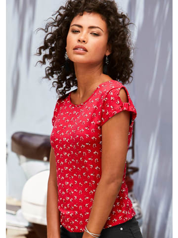 LASCANA T-Shirt in rot, dunkelgrau