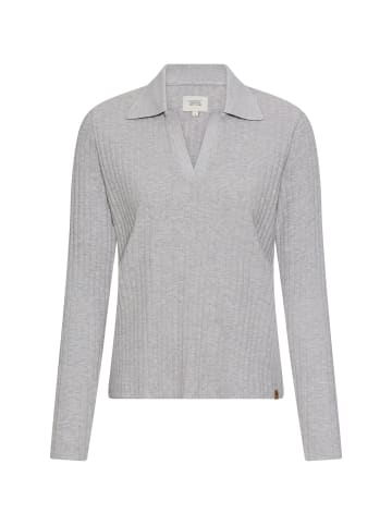 Camel Active Jersey-Shirt mit geripptem Kragen in Grau