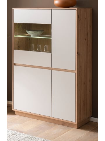 Furn.Design Vitrine Kaschmir, Eiche Artisan 75 cm, Highboard mit Soft-Close