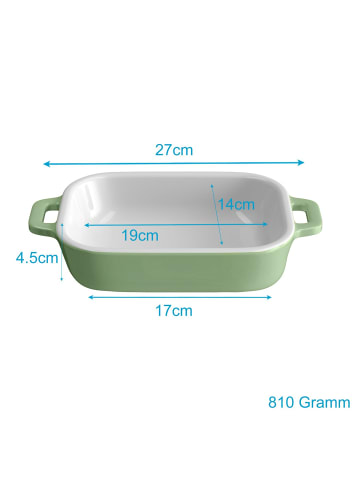 Intirilife Auflaufform Backform aus Porzellan in Grün