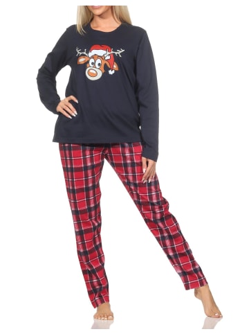 NORMANN Schlafanzug Weihnachten langarm Renntier - 88336 in navy