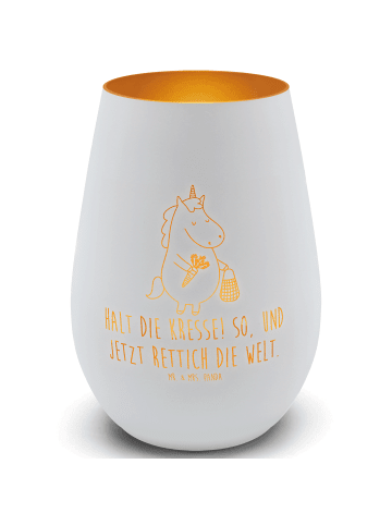 Mr. & Mrs. Panda Kerzenglas Einhorn Gemüse mit Spruch in Weiß