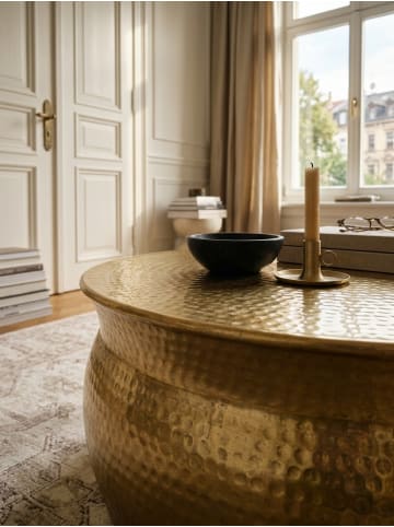 KADIMA DESIGN Couchtisch 75x31x75 cm Aluminium Beistelltisch orientalisch in Gold