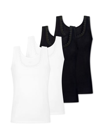 UNCOVER BY SCHIESSER Unterhemd Cotton Lace in schwarz-weiss