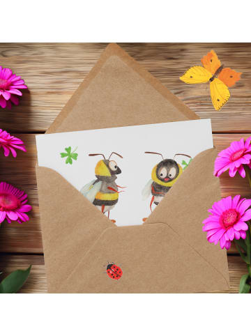 Mr. & Mrs. Panda Geschenkkarte Hummeln Kleeblatt mit Spruch in Weiß