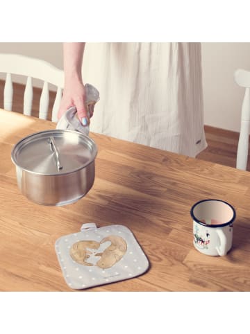 Mr. & Mrs. Panda Topfuntersetzer Otter Herz ohne Spruch in Grau Pastell