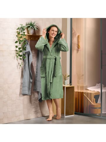 REDBEST Fleece Unisex-Bademantel mit Kapuze Perris in grün