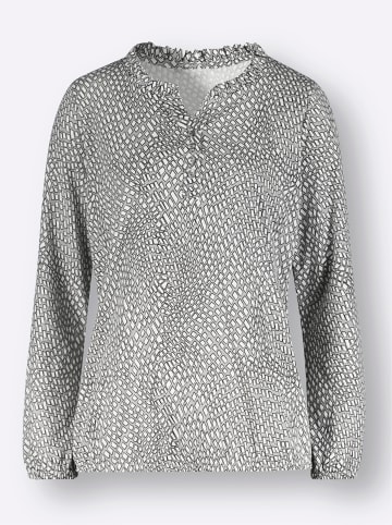 WITT WEIDEN Druck-Shirt in steingrau-ecru-bedruckt