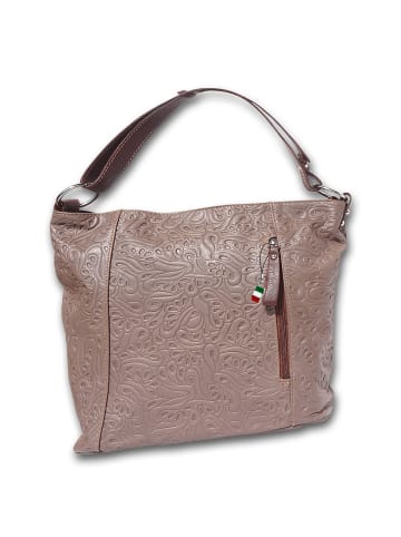 Florence Leder Schultertasche, Henkeltasche, Umhängetasche Florence taupe braun ca. 35cm