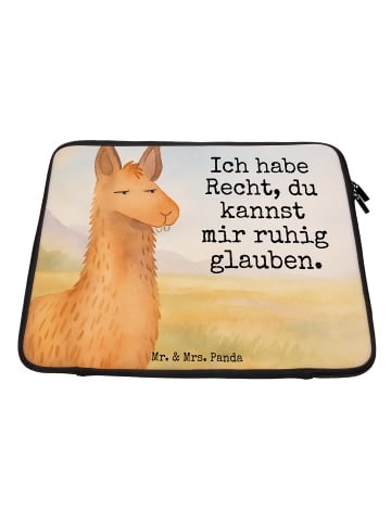 Mr. & Mrs. Panda Laptop Tasche Lamakopf Genervt Design mit Spruch in Weiß