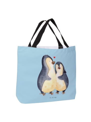 Mr. & Mrs. Panda Tote Bag Pinguin umarmen ohne Spruch in Eisblau