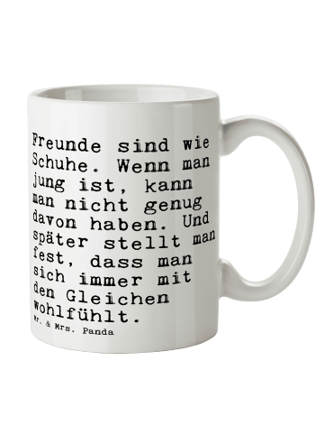 Mr. & Mrs. Panda Kaffeetasse Freunde sind wie Schuhe.... mit Spruch in Weiß
