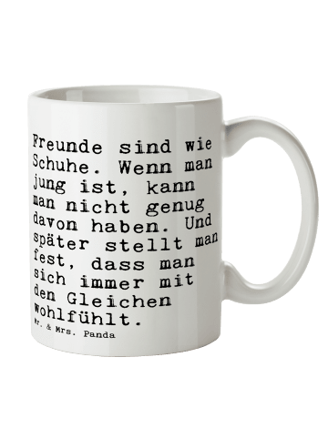 Mr. & Mrs. Panda Tasse Freunde sind wie Schuhe.... mit Spruch in Weiß