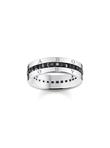 Thomas Sabo Bandring Schwarze Steine Pavé in silber, schwarz