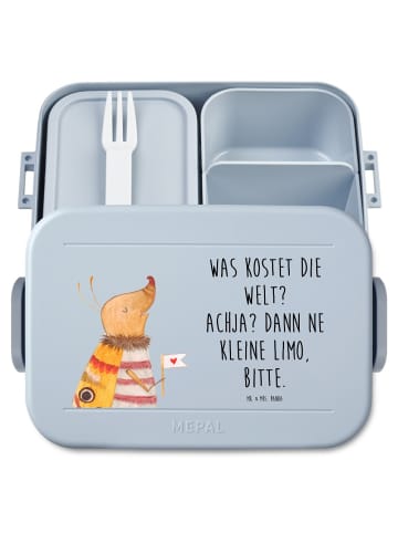 Mr. & Mrs. Panda Lunchbox Nachtfalter Fähnchen Motiv mit Spruch in Blau Pastell
