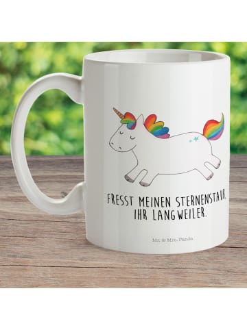 Mr. & Mrs. Panda Becher Einhorn Happy mit Spruch in Weiß