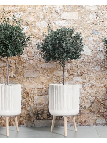 Beliani Outdoor Blumentopf MACLURA in Beige/Braun - (W) 35 x (H) 57 x (L) 35 cm