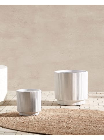 Beliani Outdoor Blumentopf DARIA in Weiß - (W) 37 x (H) 37 x (L) 37 cm