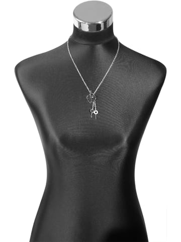 Adeliás Damen Halskette – Ankerkette aus Edelstahl mit Zirkonia 45 cm in silber