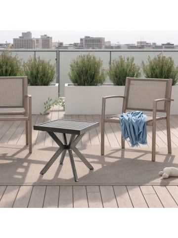 ABRIHOME Beistelltische in Dunkelbraun Aluminium quadratisch wetterfest