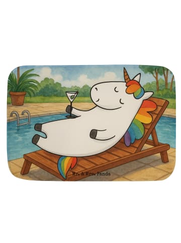 Mr. & Mrs. Panda Badteppich Einhorn Blümchentail Design ohne Spruch in Weiß