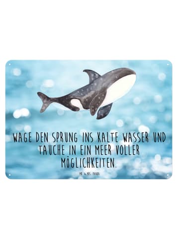 Mr. & Mrs. Panda Blechschild Orca mit Spruch in Oceanblue