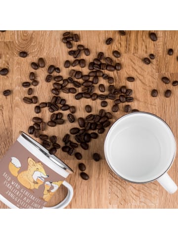 Mr. & Mrs. Panda Emaille Tasse Junggesellenabschied Eskalation m... in Braun Pastell