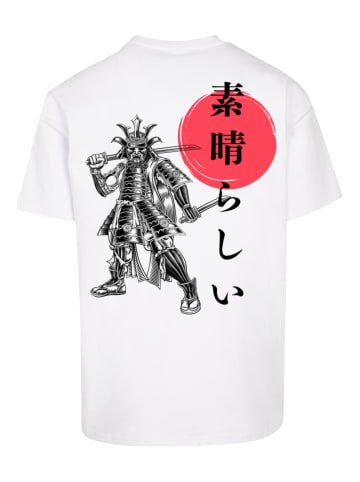 F4NT4STIC Heavy Oversize T-Shirt Samurai Japan Grafik in weiß