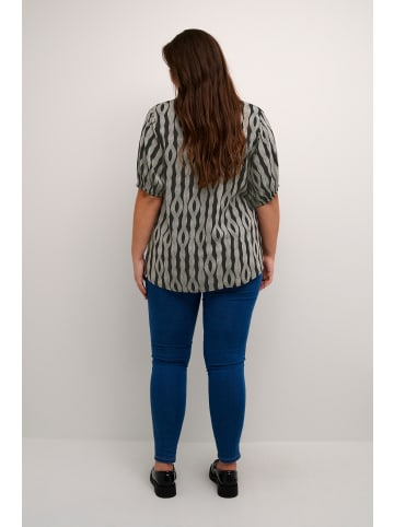 KAFFE curve Kurzarm-Bluse KCsanna in Small Black Rope Print