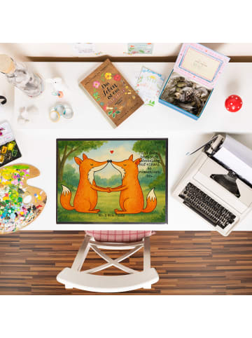 Mr. & Mrs. Panda Schreibtischunterlage Füchse Liebe Design mit S... in Weiß