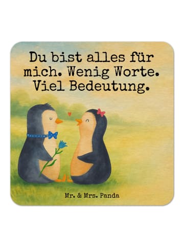 Mr. & Mrs. Panda Bierdeckel Pinguin Pärchen Design mit Spruch in Weiß