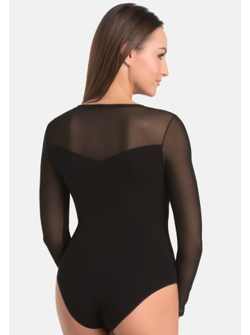 Teyli Bodysuit aus Viskose mit Netzanteil Wiillow in schwarz