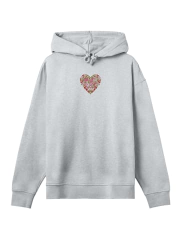 F4NT4STIC Hoodie Blumen Herz bestickt in grau meliert