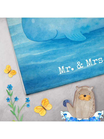 Mr. & Mrs. Panda Handtuch Wal Konfetti Design mit Spruch in Weiß